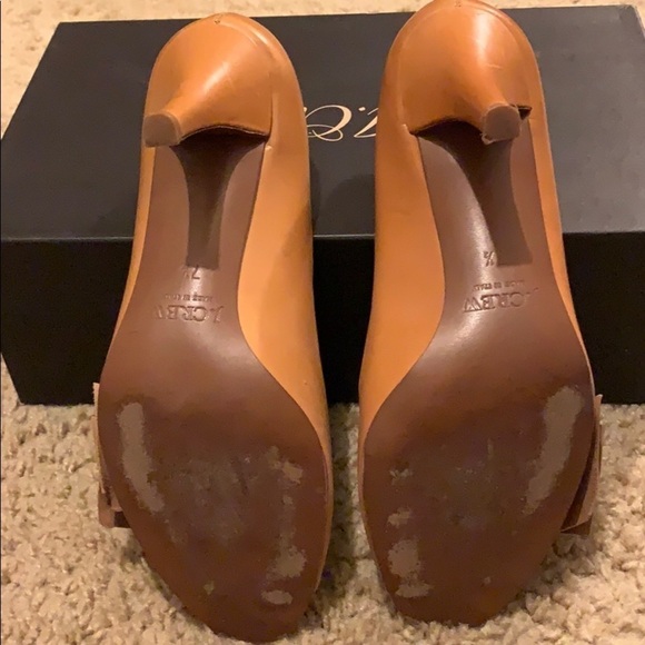 J.Crew Vintage LuLu leather peep toe heels Honey Glaze Size 7.5 - Picture 6 of 9